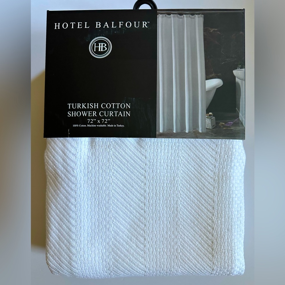 🎁Hotel Balfour Shower Curtain - Cotton - 72”x72” - White Dual Weave